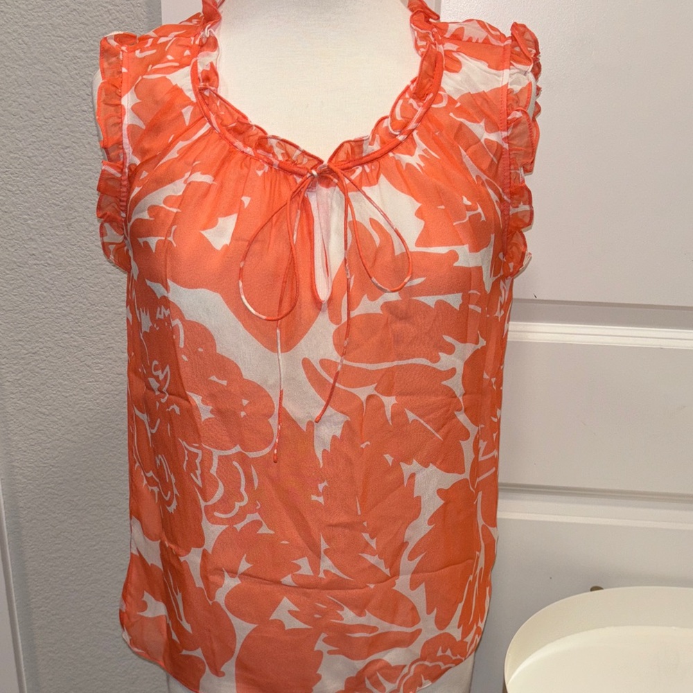 EUC Diane Von Furstenberg Silk Blouse in Coral